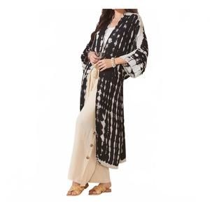 NEW GIFTCRAFT long tie dye kimono in black/white